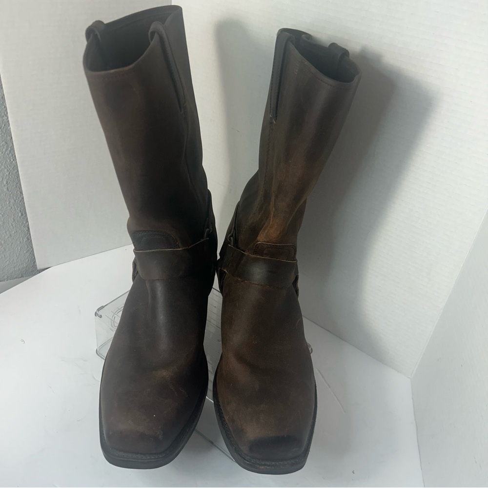 FRYE Gaucho Oiled Brown Conway Leather Harness Moto Biker Western Boot 87350 - Picture 3 of 12